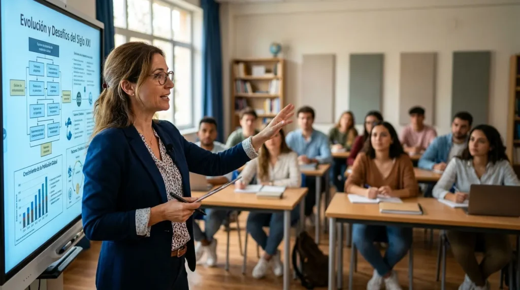Profesora usando la inteligencia artificial