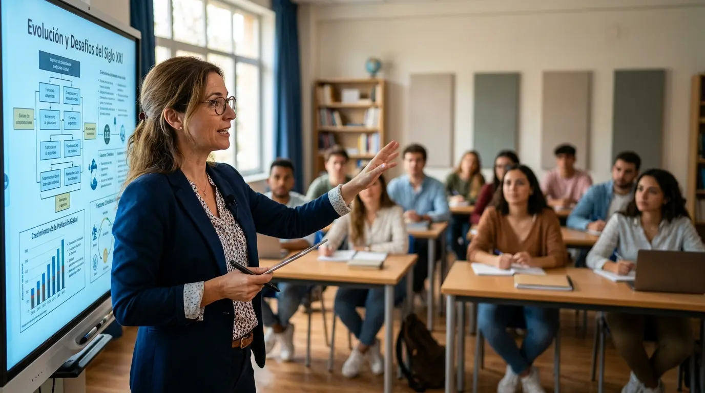 Profesora usando la inteligencia artificial